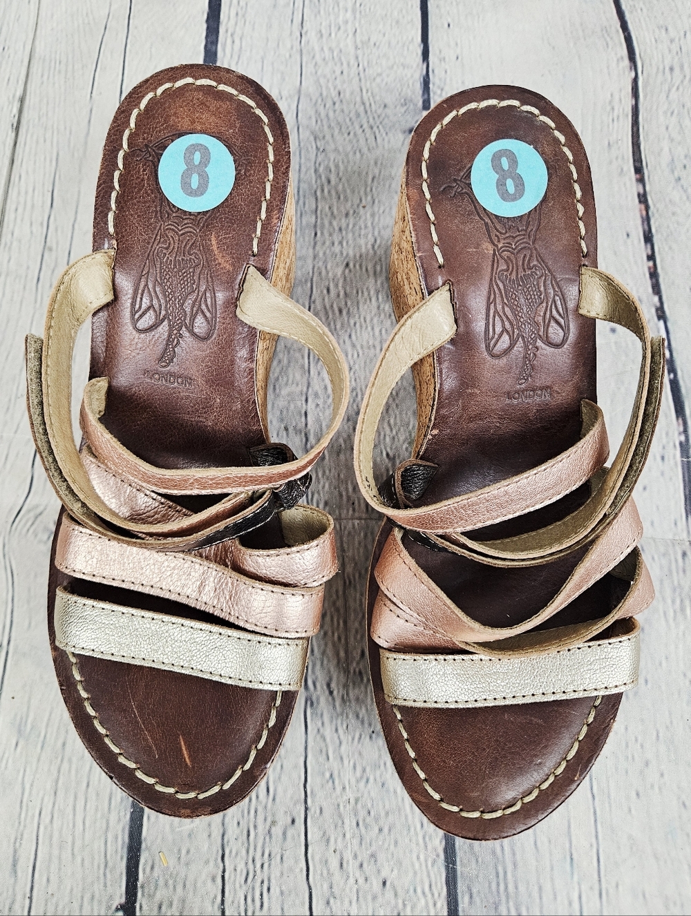 FLY LONDON | Idra strappy metallic leather platform wedge sandals - Picture 4 of 11